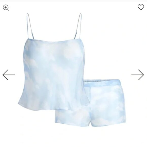 Skims romance cami and short set BLUE QUARTZ cloud print nwt SILK large - Picture 1 of 4